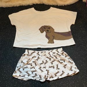 Dachshund Pajama Lounge Short & Crop Top Set